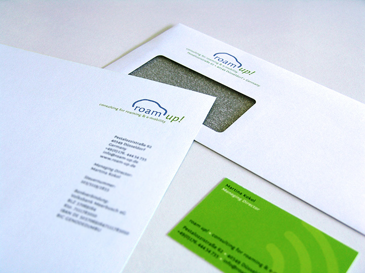 roam up! Logo, Geschäftsausstattung